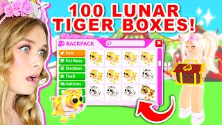 Opening 100 LUNAR TIGER BOXES In Adopt Me Roblox [upl. by Edge]