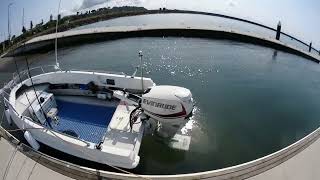 Small Fibreglass Haines Hunter 400 Seawasp Boat Powered By A Evinrude ETec 25 Outboard Engine [upl. by Aitsirk550]