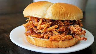 The Best Crockpot BBQ Chicken Easy BBQ Chicken Sandwiches [upl. by Nehte]