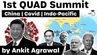 First QUAD Summit 2021  Leaders discussed Covid 19 Indo Pacific and assertive China UPSC IAS [upl. by Nodnek]