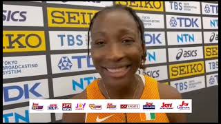 Ivorian Sprinter Marie Josee Ta Lou talks about lessons from previous championships [upl. by Rowell388]