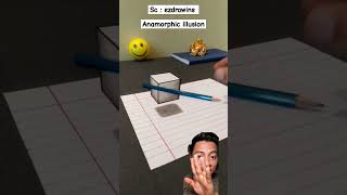 art illusion 👍🏻✍ illusion art 3dillusion 3dtrickart fyp 3dillusiondrawing tutorial reaction [upl. by Llenrahs]