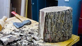 Woodturning a Black Walnut Log into a Bowl [upl. by Eseuqcaj844]