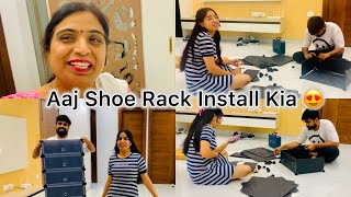 Aaj shoe rack install kia 😍 [upl. by Elyac]