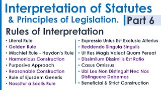 Interpretation of Statutes amp Principles of Legislation LLB Syllabus Revision Notes Lecture  Part 6 [upl. by Dumm]