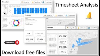 Power BI Timesheet Analysis  Construction Co Example  Worker Hours Report  Project Management [upl. by Aerdnod764]