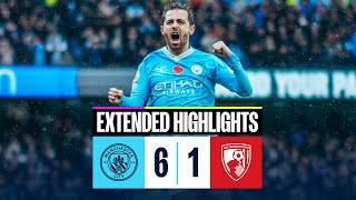 EXTENDED HIGHLIGHTS  Man City 61 Bournemouth  Doku dazzles as city hit six [upl. by Dloraj]