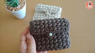 Easy wallet crochet for beginners  How to crochet small wallet tutorial [upl. by Stetson181]