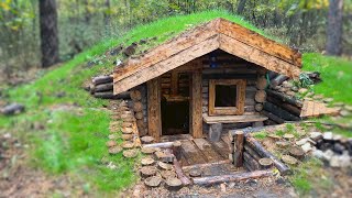 How to build HOUSE UNDERGROUND from START to FINISH 15 days in the forest WOODWORKING [upl. by Rogerio]