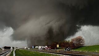 Violent Wedge Tornado Strikes Iowa Close Range Video [upl. by Cristy10]