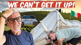 INFLATABLE Tent FAIL Italian Micro Car Camping Disaster In Citroen Ami 🚙🇮🇹⛺️ [upl. by Asenej]