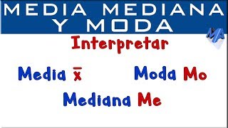 Interpretar las medidas de tendencia central  Media Mediana y Moda [upl. by Halil]