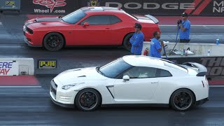 Hellcat vs Nissan GTR drag racing nissangtr hellcat fastcars dragracing [upl. by Nylrebma]