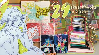 i worked in 24 sketchbooks in 2023 ✷ full sketchbook tour [upl. by Eelyme270]