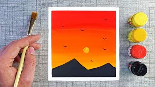 Sunset painting  Poster colour painting ideas for beginners [upl. by Merceer551]