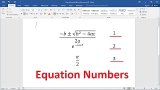 How to insert equation numbers in word How to create captions for equations  Microsoft Word [upl. by Odrahcir770]