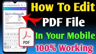 How to edit pdf file in mobile free  Pdf edit kaise kare mobile se [upl. by Itsim]