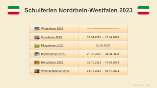 Schulferien Nordrhein Westfalen 2023 [upl. by Vyner]