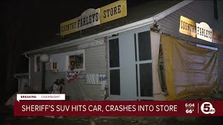 Geauga County Sheriff Deputy injured business heavily damaged in crash [upl. by Jeromy996]