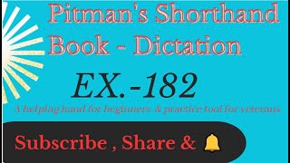 Shorthand Dictation I Exercise 182 I Pitman Shorthand Book jkssb ssc stenotypist shorthand [upl. by Bekha]