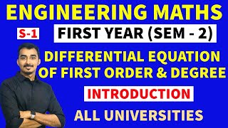 DIFFERENTIAL EQUATION OF FIRST ORDER amp FIRST DEGREE S1 ENGINEERING FIRST YEAR  SEM2 [upl. by Enirehtakyram493]