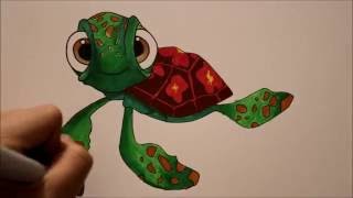 Finding Nemo Squirt the sea turtle  speed painting [upl. by Allys]