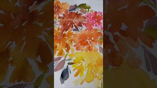 Autumn Dahlias 💐 painting watercolor art [upl. by Bruns]