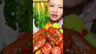 Vegetables greens with spicy pork legs sausage and duck eggs [upl. by Gaynor280]