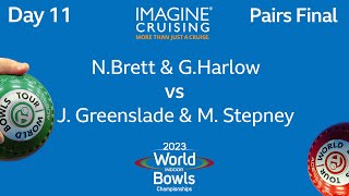 World Indoor Bowls Championship 2023  NBrett amp GHarlow vs JGreenslade amp MStepney  D1 M2 [upl. by Nafis]