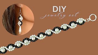 jewelry making tutorial Elegant design Beaded bracelet Beaded earrings [upl. by Auburn]