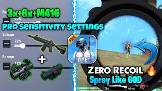 Best Pro Sensitivity Settings PUBG Mobile Lite 2022  3x And 6x Zero Recoil Sensitivity Settings 🔥 [upl. by Assilram]