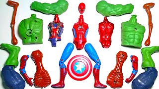 AVENGERS TOYS ASSEMBLE IRON SPIDER HULK SMASH SIREN HEAD SPIDERMAN ACTION FIGURE [upl. by Aivatahs]