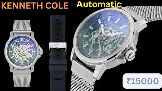 Best automatic watch Kenneth Cole Automatic Grey Dial Leather Strap Watch for Men NEKCWGL2104101MN [upl. by Airogerg]