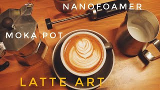 Moka pot latte art by Nanofoamer  NF 摩卡壺咖啡拉花 [upl. by Rotow]