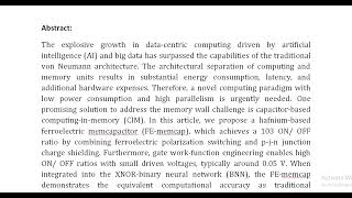 Enabling Low Power Charge Domain Nonvolatile Computing in Memory CIM With Ferroelectric Memcapacitor [upl. by Keynes]