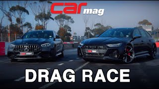 DRAG RACE Audi RS6 Avant vs MercedesAMG E63 S [upl. by Okemak]