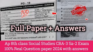 💯8th class Sa2 Social Studies real full question paper 2024Ap 8th social Sa2 paper and answers 2024 [upl. by Aixela]