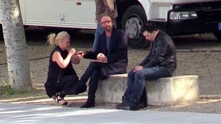 Legendary singer Sting gets ready on the set of his latest clip in Paris [upl. by Anabelle742]