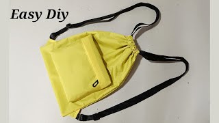 Drawstring Bag Easy Sewing for Beginners  Bag cutting and stitching diy [upl. by Aicrop6]