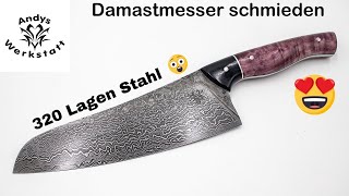 Wie geht das Damastmesser schmiedenherstellen Küchenmesser schmieden Damaszener Messer [upl. by Ynaffik]