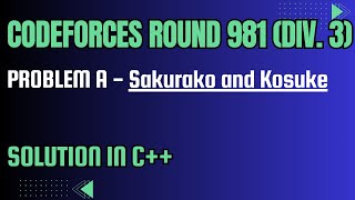 Codeforces Round 981 Problem A Sakurako and Kosuke Full Solution In C [upl. by Dett419]