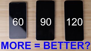 60 VS 90 VS 120Hz  Phone screen refresh rate compared [upl. by Hardan938]