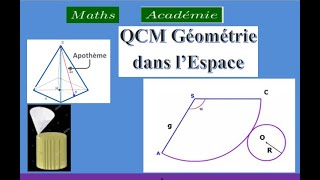 QCM Géométrie dans lEspace cône cylindre tétraèdre pyramide volume hauteur génératrice [upl. by Enaitsirhc]