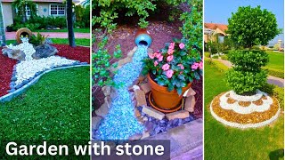 Garden with stone  stone garden inspiration  stone garden decoration gardenstoneideas [upl. by Adnalro745]