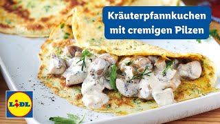 Pfannkuchen mit cremiger Pilzfüllung  Einfach  Lidl Kochen [upl. by Antsirhc]