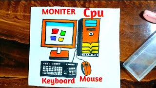 How To Draw Desktop Computer Step By Step Very Easy Method  Computer Parts Drawing  Computer [upl. by Pinebrook852]