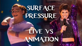 Encanto  Surface Pressure  Live vs Animation  Side By Side Comparison Jessica Darrow [upl. by Dyana]