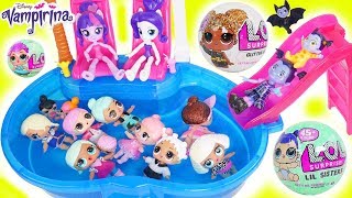 LOL Surprise Dolls Lil Sisters at Barbie Pool find Glitter Surprises [upl. by Renata]