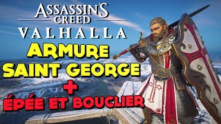 COMMENT OBTENIR LARMURE ST GEORGE  ÉPÉE et BOUCLIER  TOUT CE QUIL FAUT SAVOIR  AC VALHALLA SLAP [upl. by Allbee]