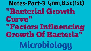 quotBacterial Growth CurvequotFactors Influencing Growth Of BacteriaquotBacteria MicrobiologyGnmBsc1st [upl. by Lehsar]